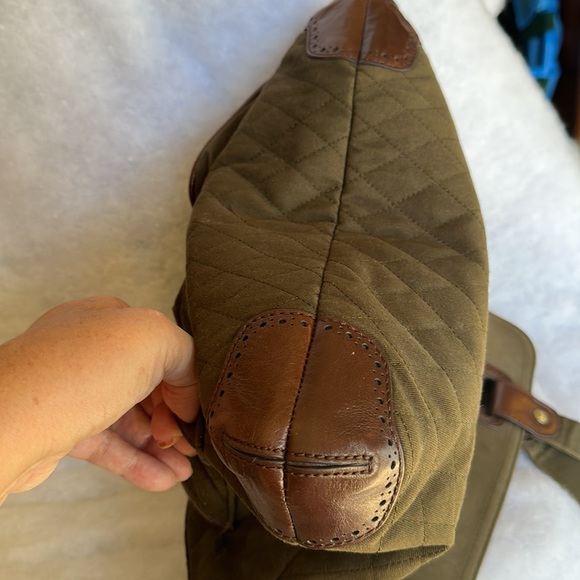 *Vera Bradley Middleton Slim Olive Quilted Canvas/ Leather Tote - Picture 7 of 14